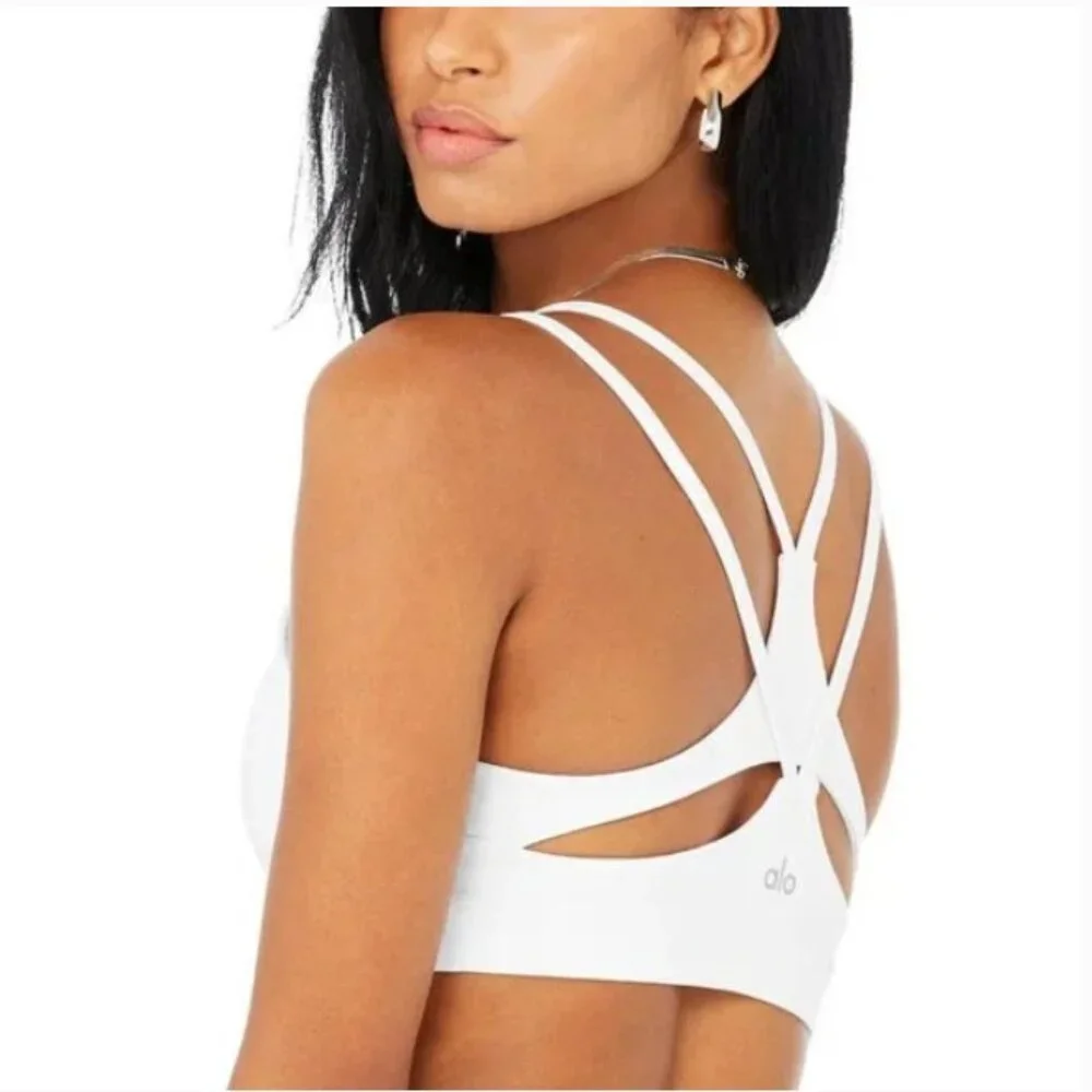 ALO Yoga Airbrush Suspension Bra Size L White EUC - Picture 12 of 12